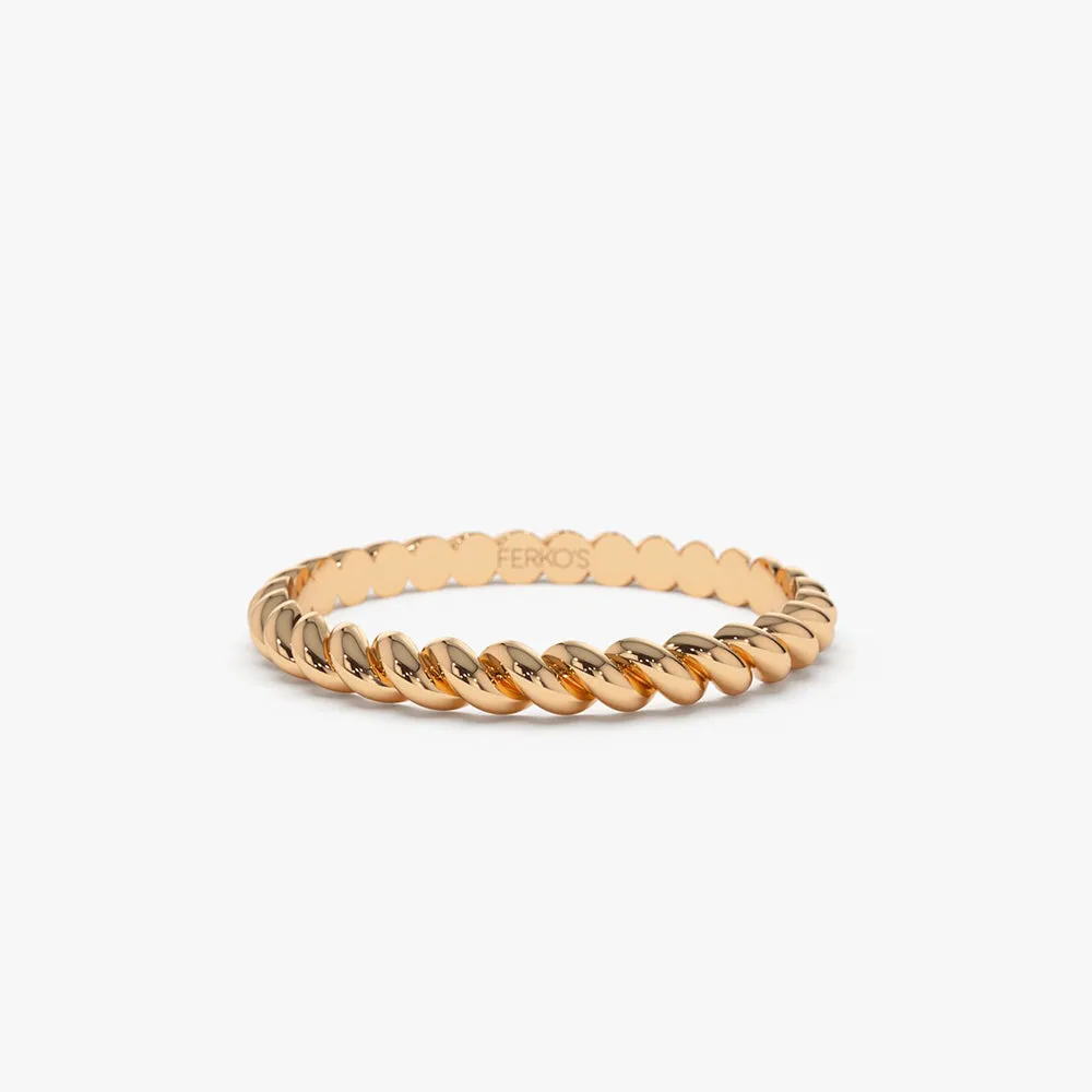 14K 2MM Twisted Rope Ring