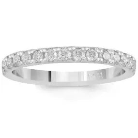 14K Solid White Gold Womens Diamond Wedding Ring Band 0.60  Ctw