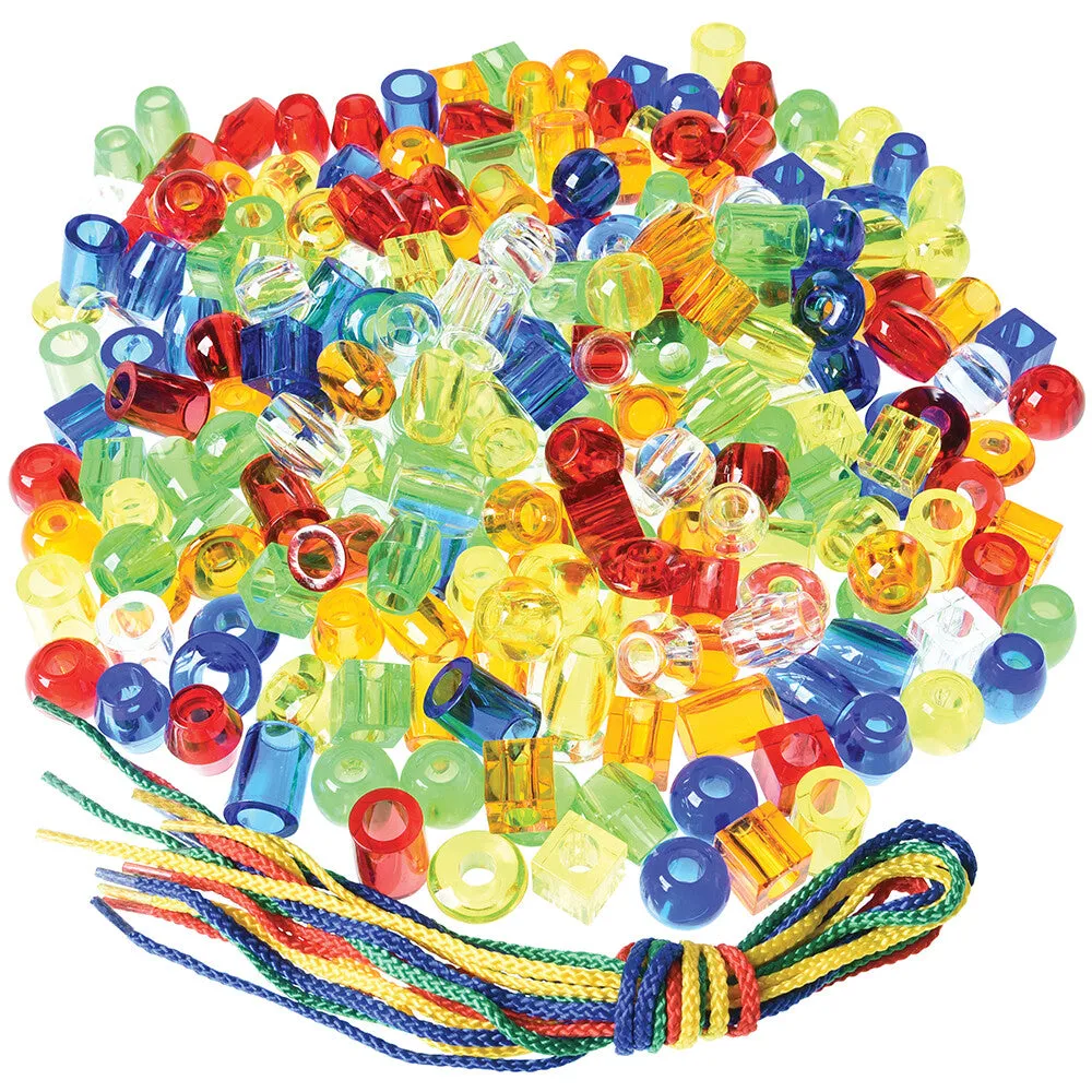 250 Giant Transparent Beads with 8 Laces