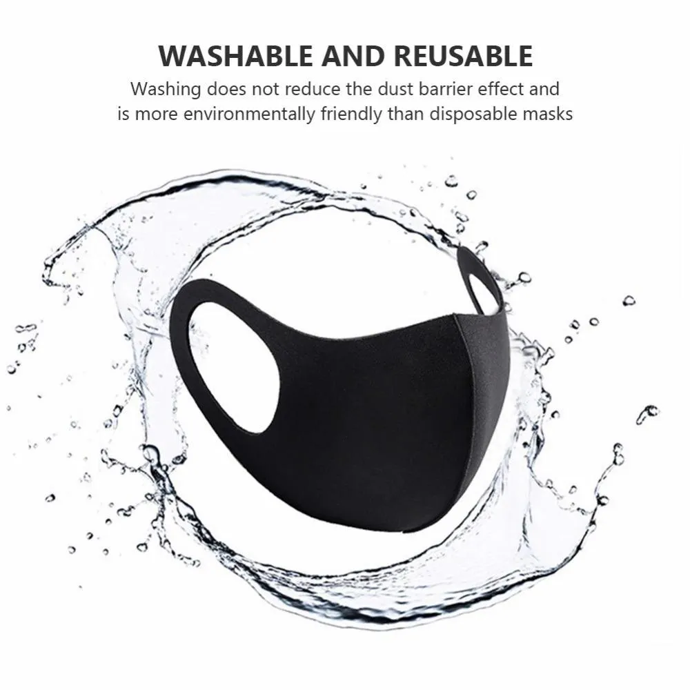 5pcs Washable Earloop Face Mask Reusable Dust-Proof Cotton Mouth Mask Breathable Fashion Black Masks For Adults Festival Mascara