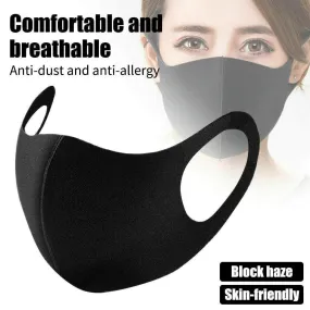 5pcs Washable Earloop Face Mask Reusable Dust-Proof Cotton Mouth Mask Breathable Fashion Black Masks For Adults Festival Mascara