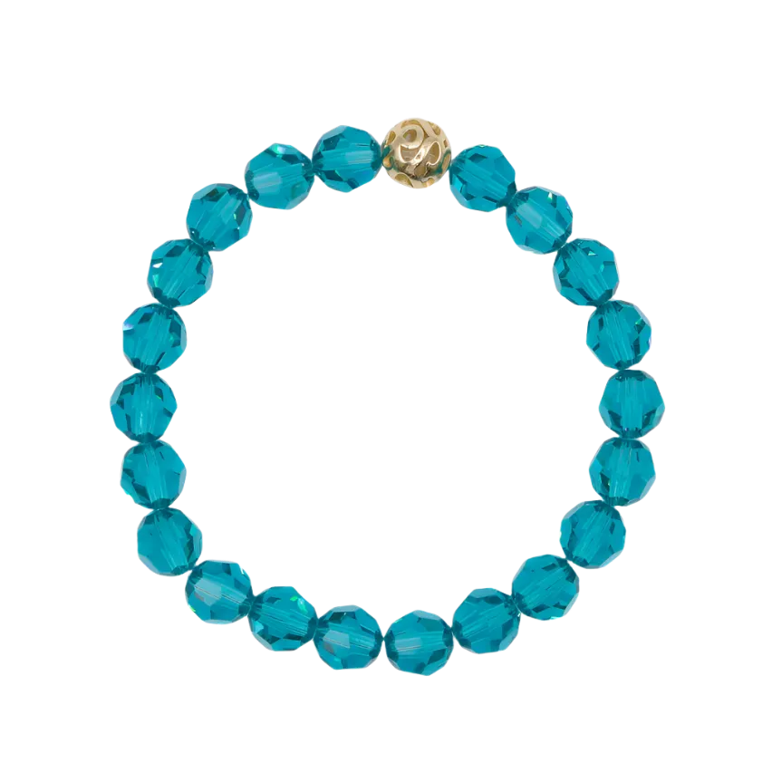 8mm Blue Zircon Swarovski Beaded Bracelet