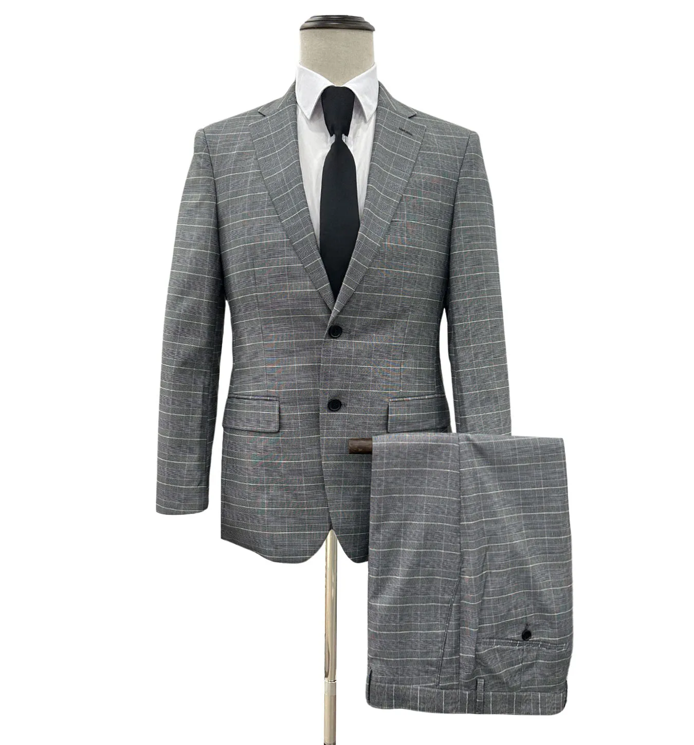 Angelo Rossi Glen Check Modern Fit Suit - Gray