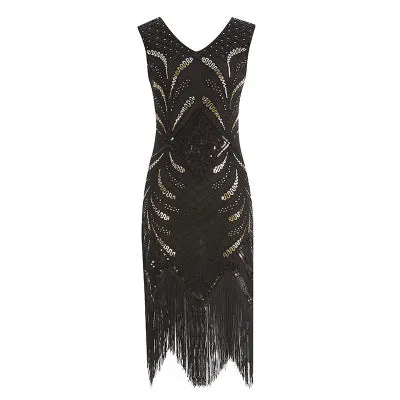 Art deco beaded dress with fringing