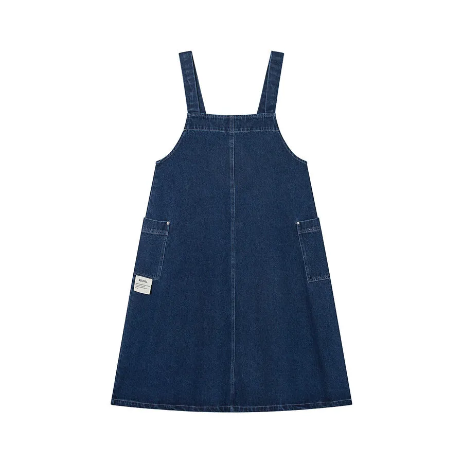 A[S]USL DENIM OVERALL DRESS- INDIGO BLUE