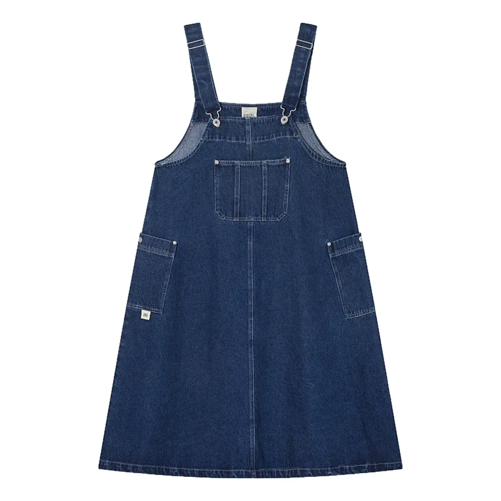 A[S]USL DENIM OVERALL DRESS- INDIGO BLUE