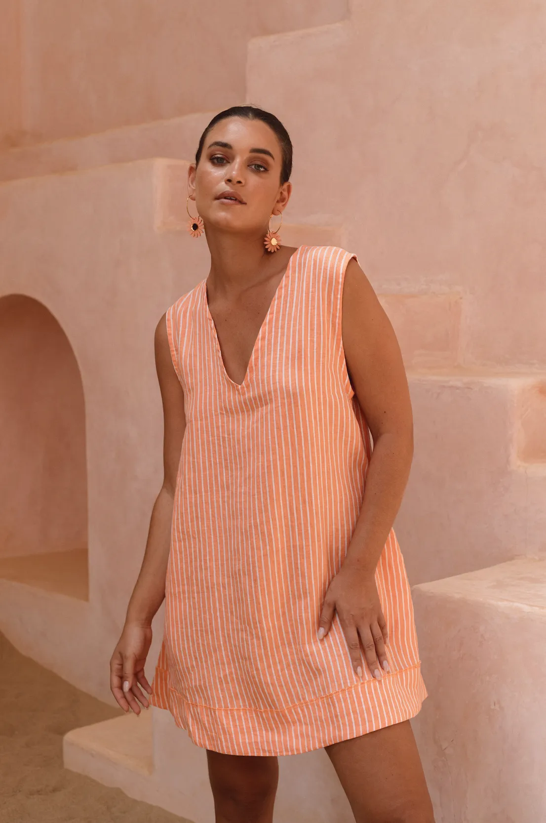 Bailey Dress - Orange Stripe