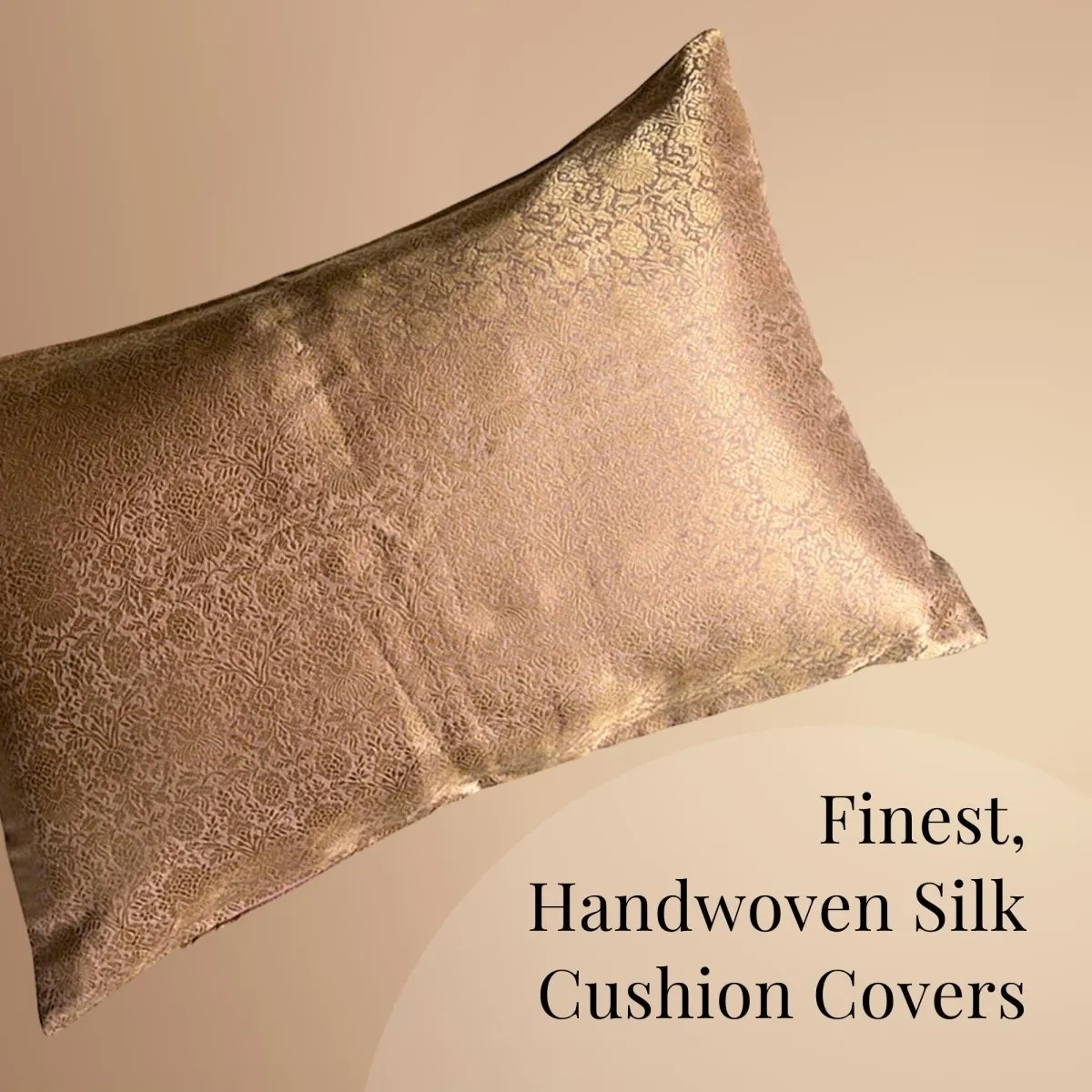 Banarasi Silk Cushion Cover in Blush-Pink and Gold