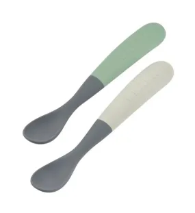 Beaba 1st Age Silicone Spoons Set of 2 Two-Tone Cased