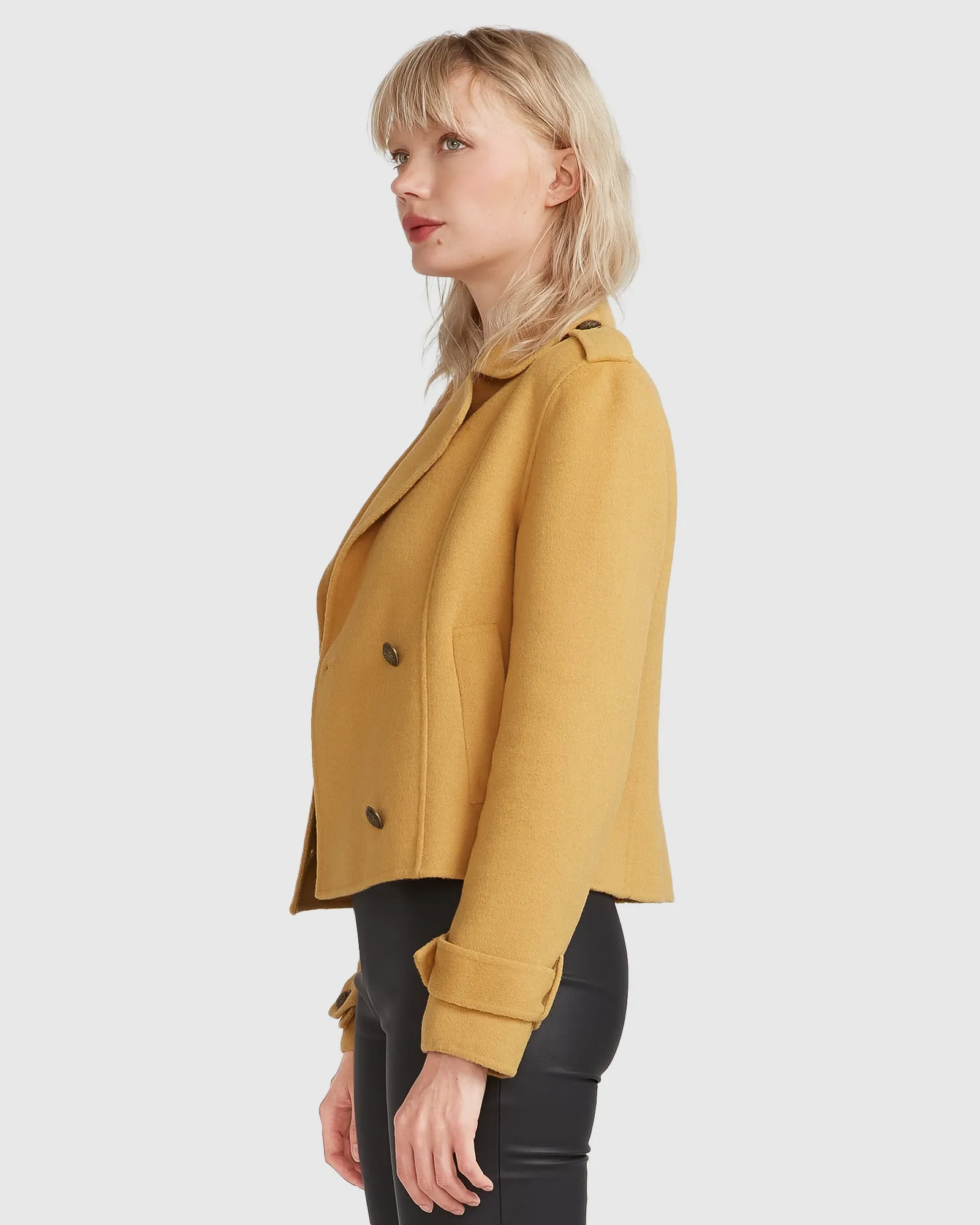 Better Off Military Peacoat - Antique Gold