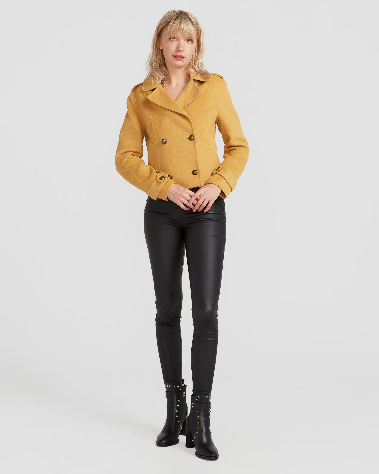 Better Off Military Peacoat - Antique Gold