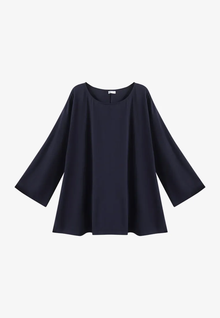 Calista EVERYDAY Loose-fit Crop Sleeve Tshirt - Navy Blue