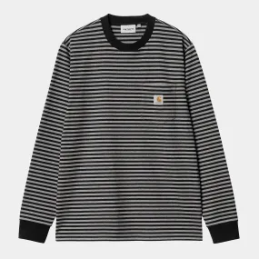 Carhartt L/S Verner Stripe Pocket T-shirt Black / Dark Grey Heather