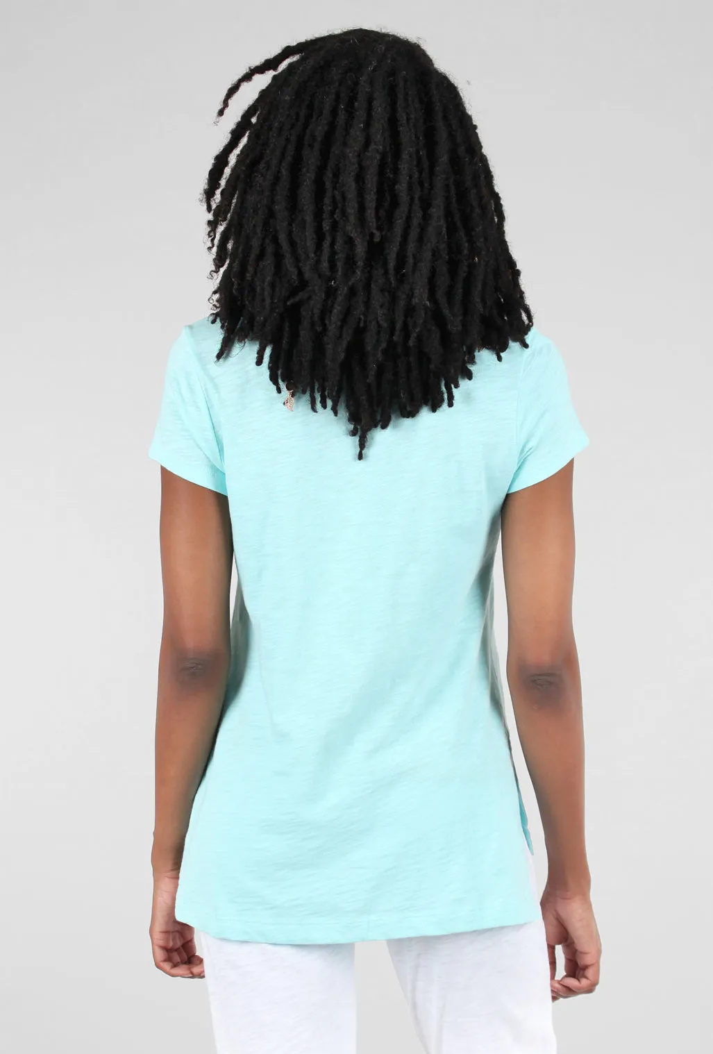 Cotton Slub Henley Tee, Aqua