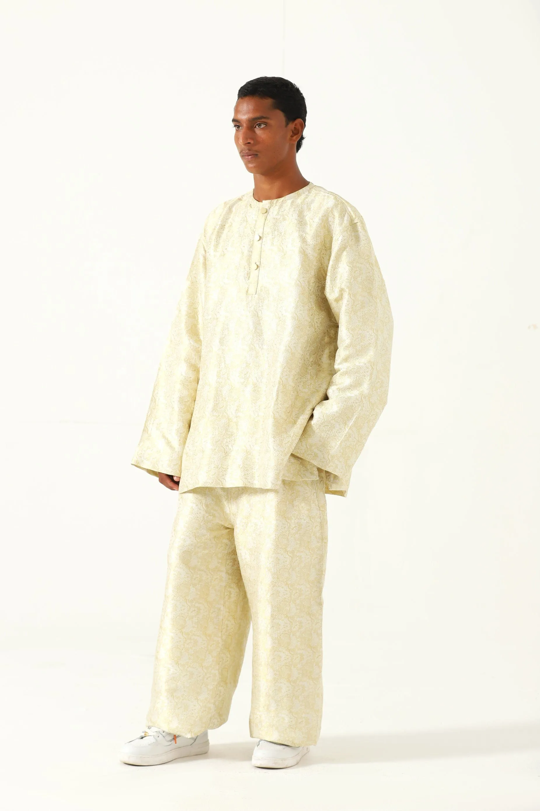 CREME SILK BROCADE SHIRT