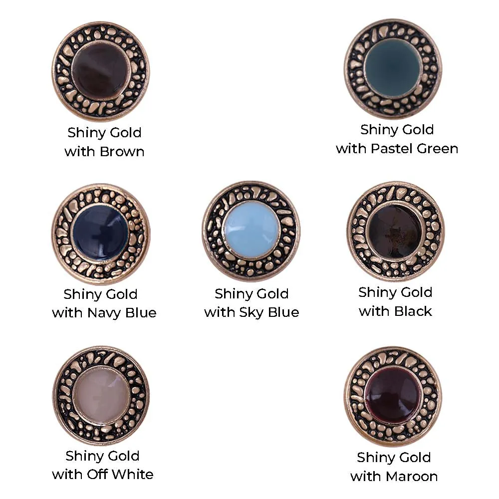 Designer Engraved Rim Enamel Lamination Metal Buttons