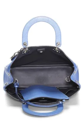 Dior,  Blue Metallic Leather Diorissimo Medium, Blue