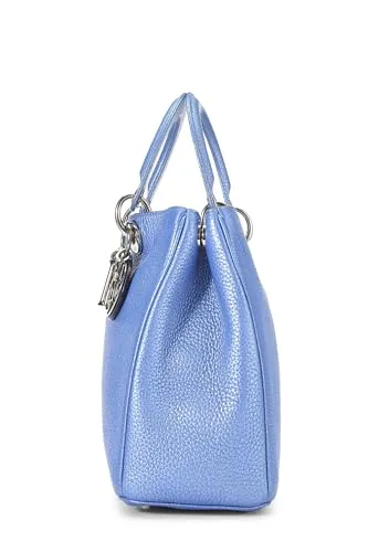 Dior,  Blue Metallic Leather Diorissimo Medium, Blue