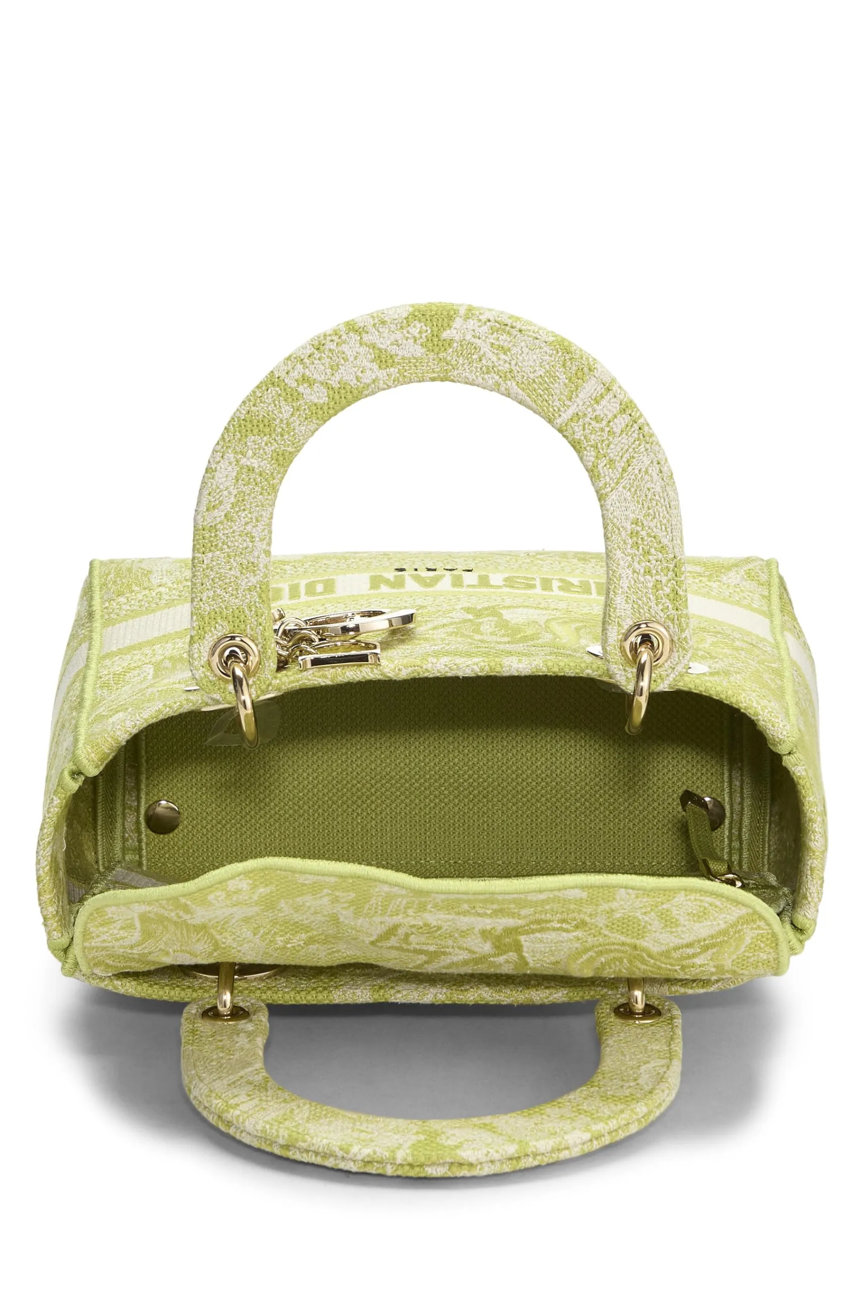 Dior,  Green Embroidered Canvas Lady D-Lite Medium, Green