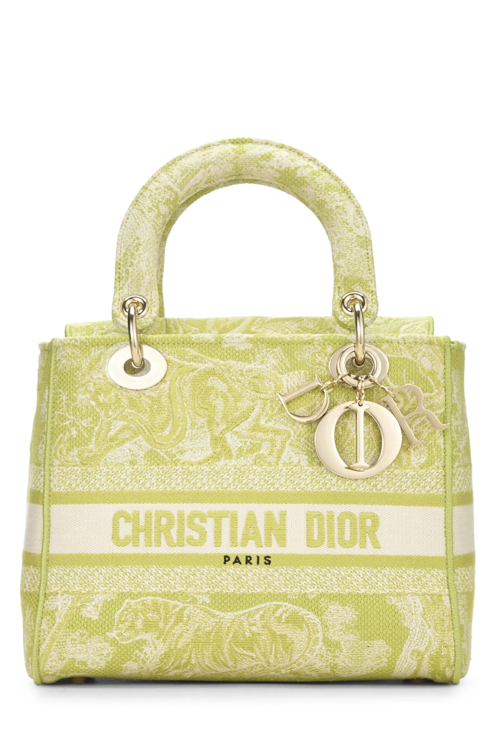 Dior,  Green Embroidered Canvas Lady D-Lite Medium, Green