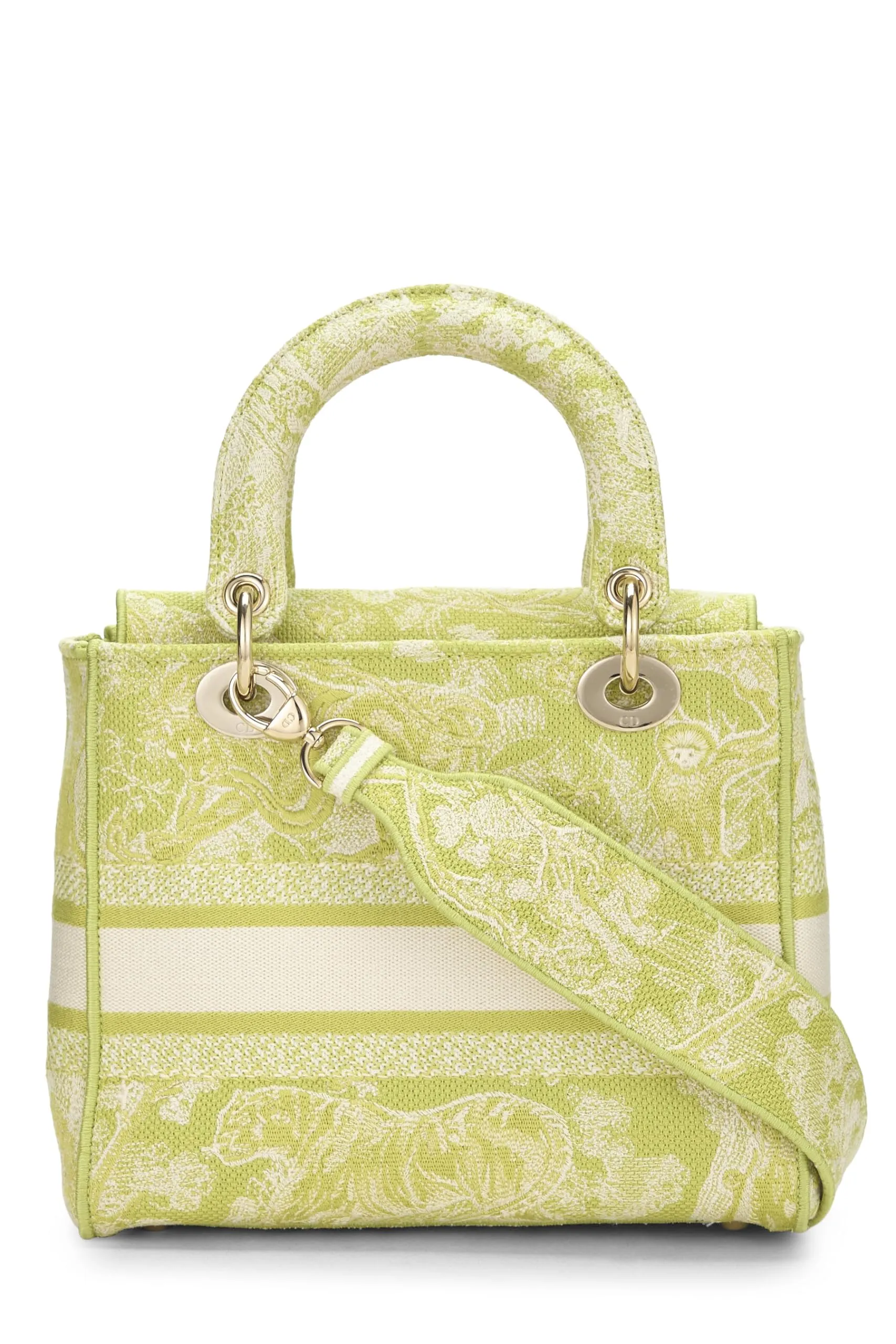 Dior,  Green Embroidered Canvas Lady D-Lite Medium, Green