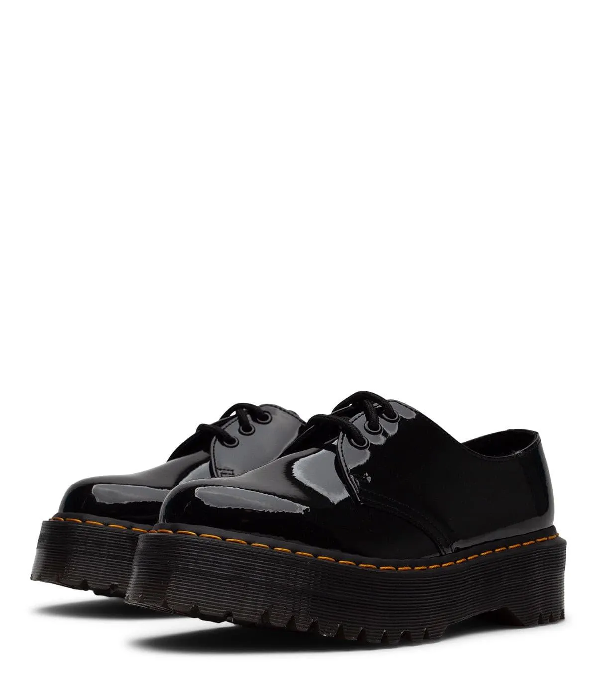 Dr. Martens 1461 Quad Patent Leather Platform Oxford Black