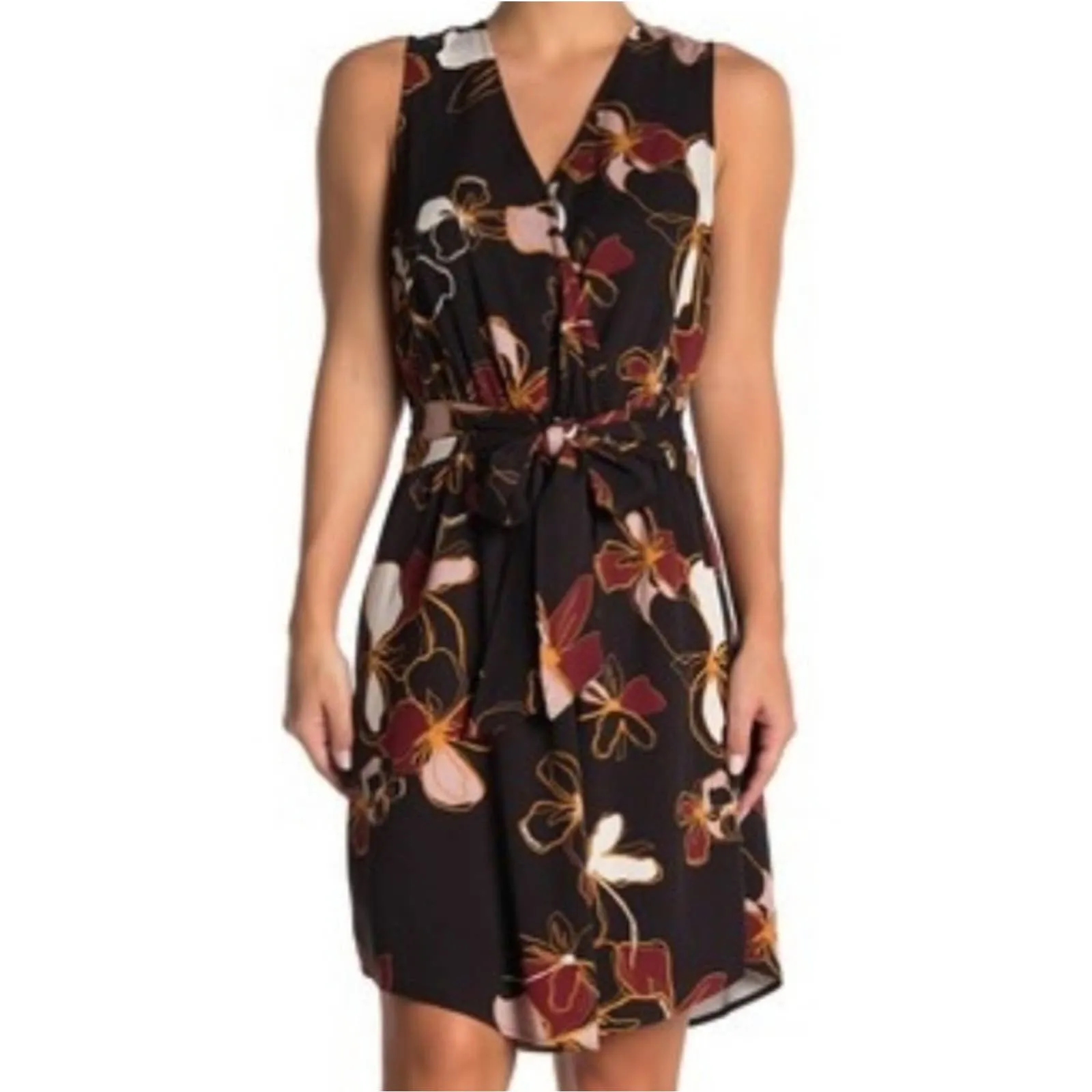 Fourteenth & Union Front Tie Floral Sleeveless Dress M