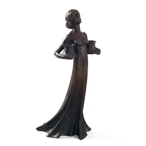 Gustav Gurschner Bronze Female Figure Candelabrum