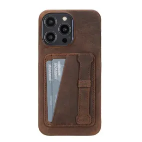 Hartford iPhone 14 Pro Max Finger Loop Case, Distressed Coffee