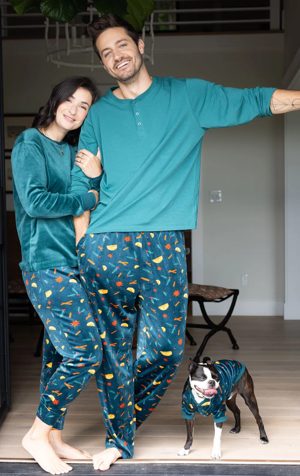 Holiday Garland Couples Matching Pajamas