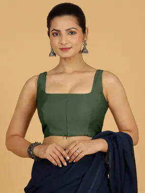 Kasturi x Rozaana | Sleeveless Saree Blouse in Pine Green