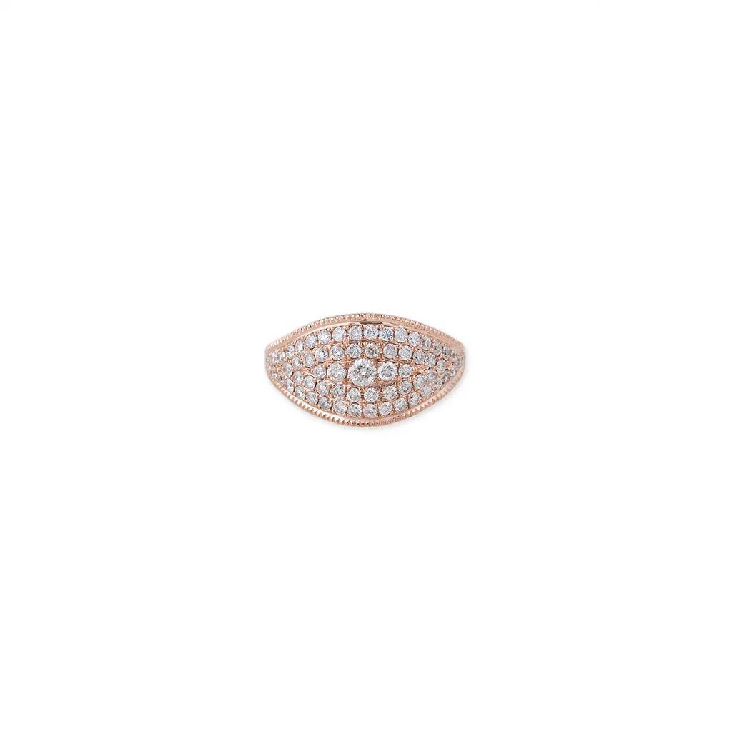 LARGE DIAMOND CENTER PAVE FOOTBALL RING