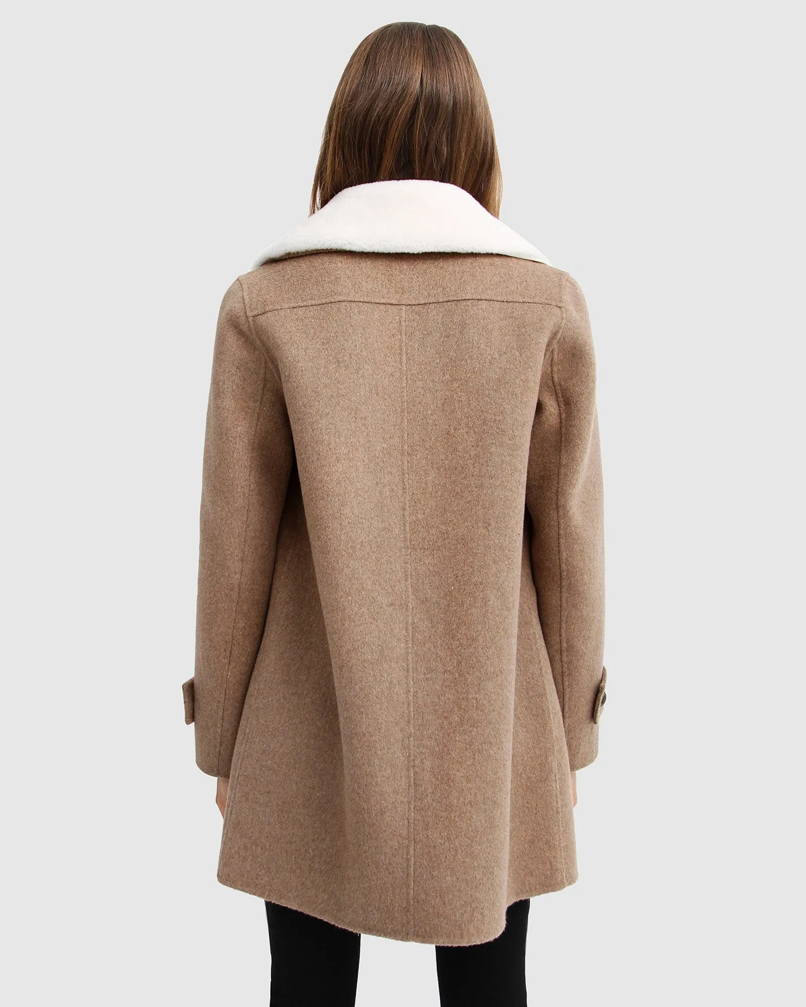 Liberty Sherpa Collar Wool Blend Coat - Oat