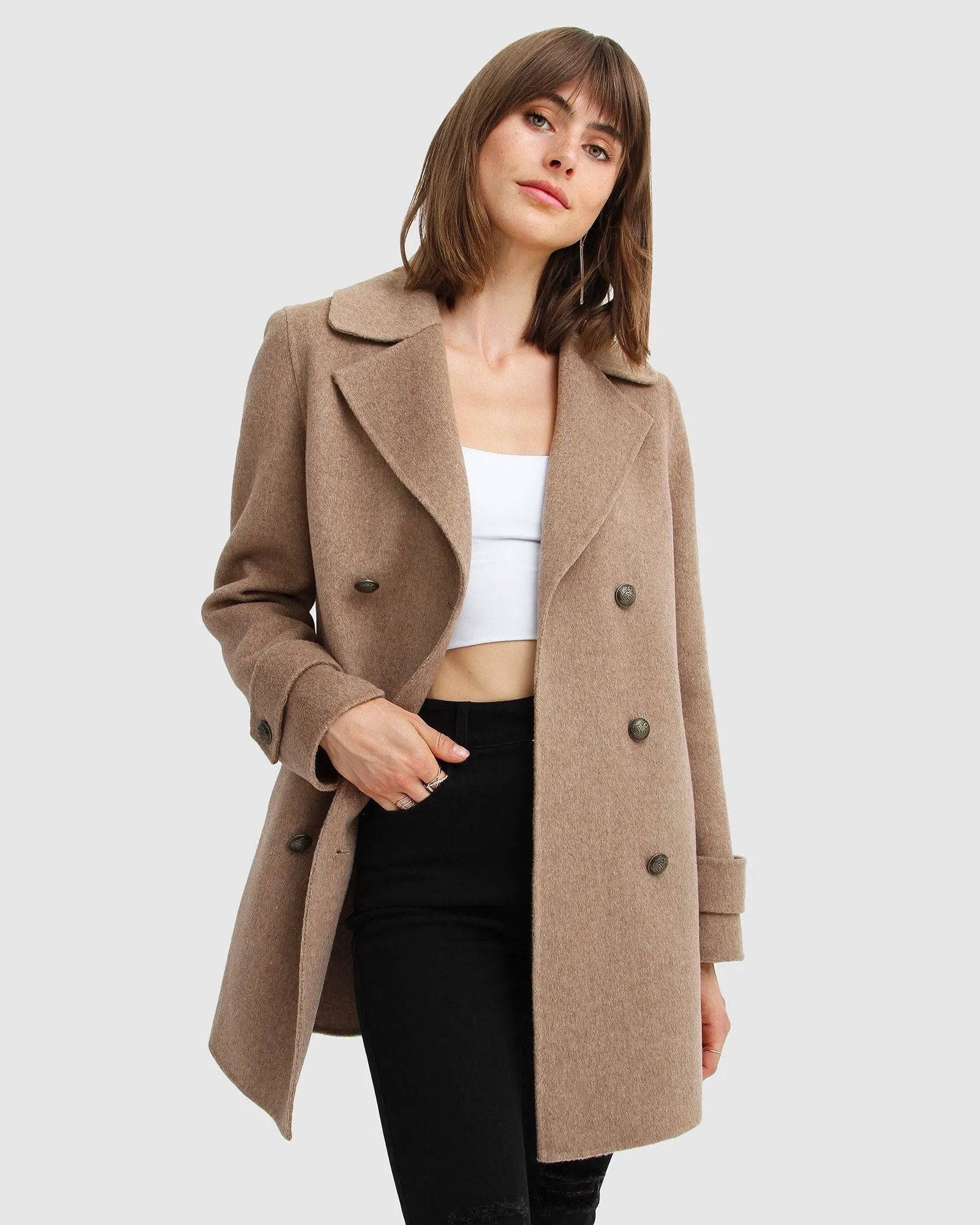 Liberty Sherpa Collar Wool Blend Coat - Oat