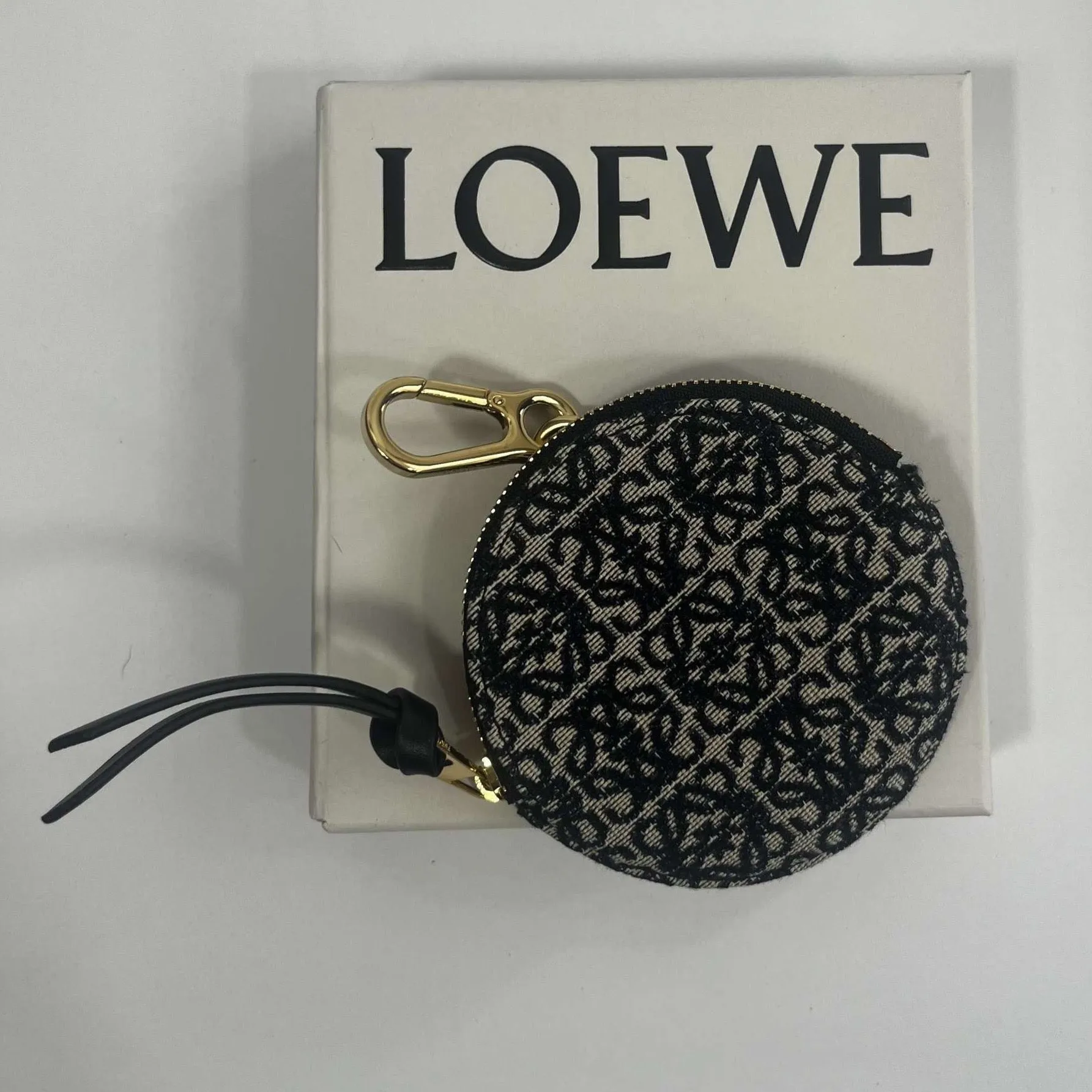 Loewe New £325 Black Logo Jacquard Cookie Charm Purse