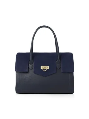 Loxley Shoulder Bag - Navy Suede