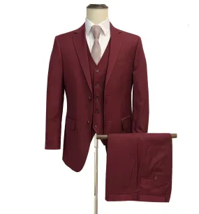 Mazari Modern Fit Vested Suit - Burgundy 1501