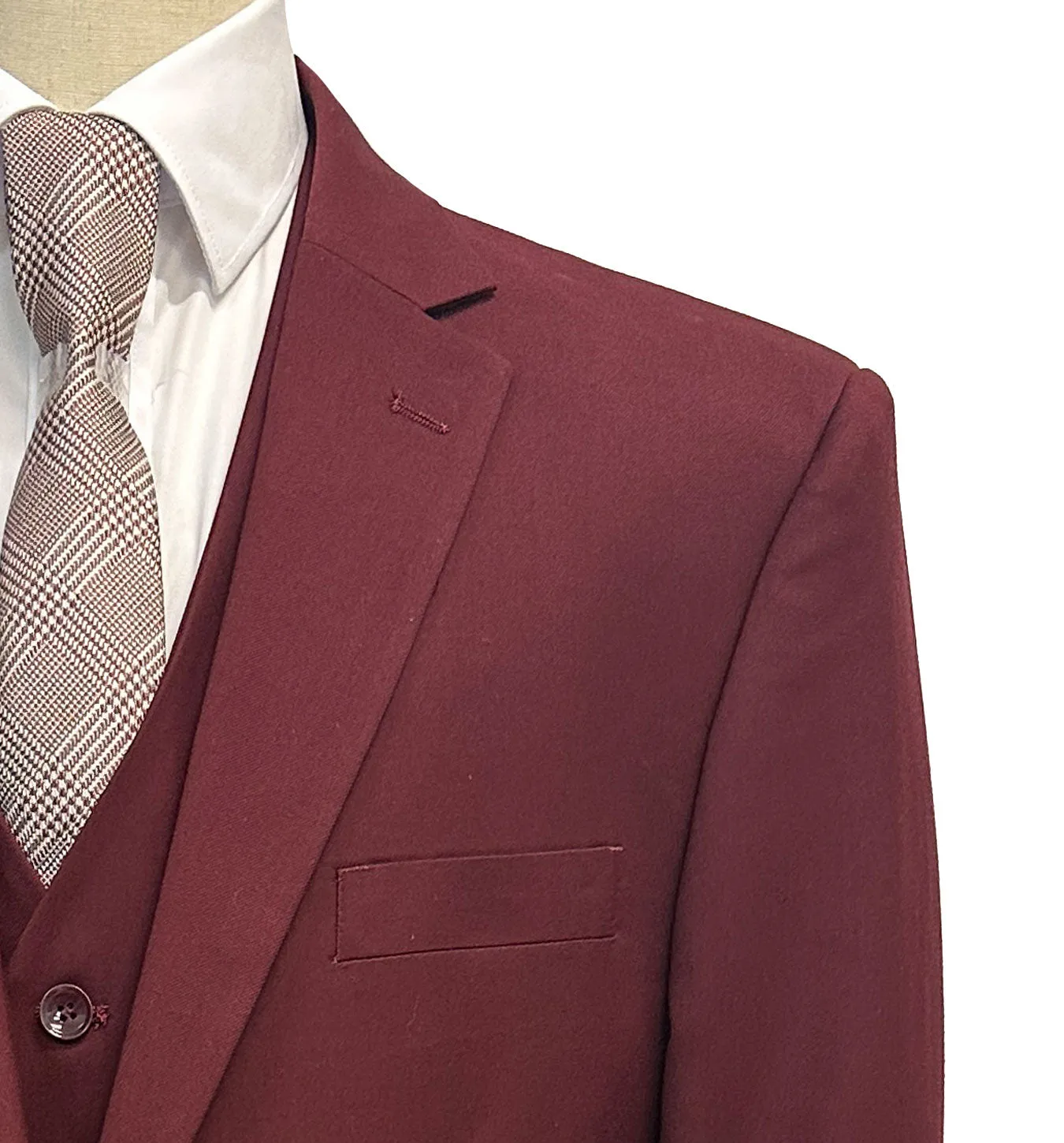 Mazari Modern Fit Vested Suit - Burgundy 1501