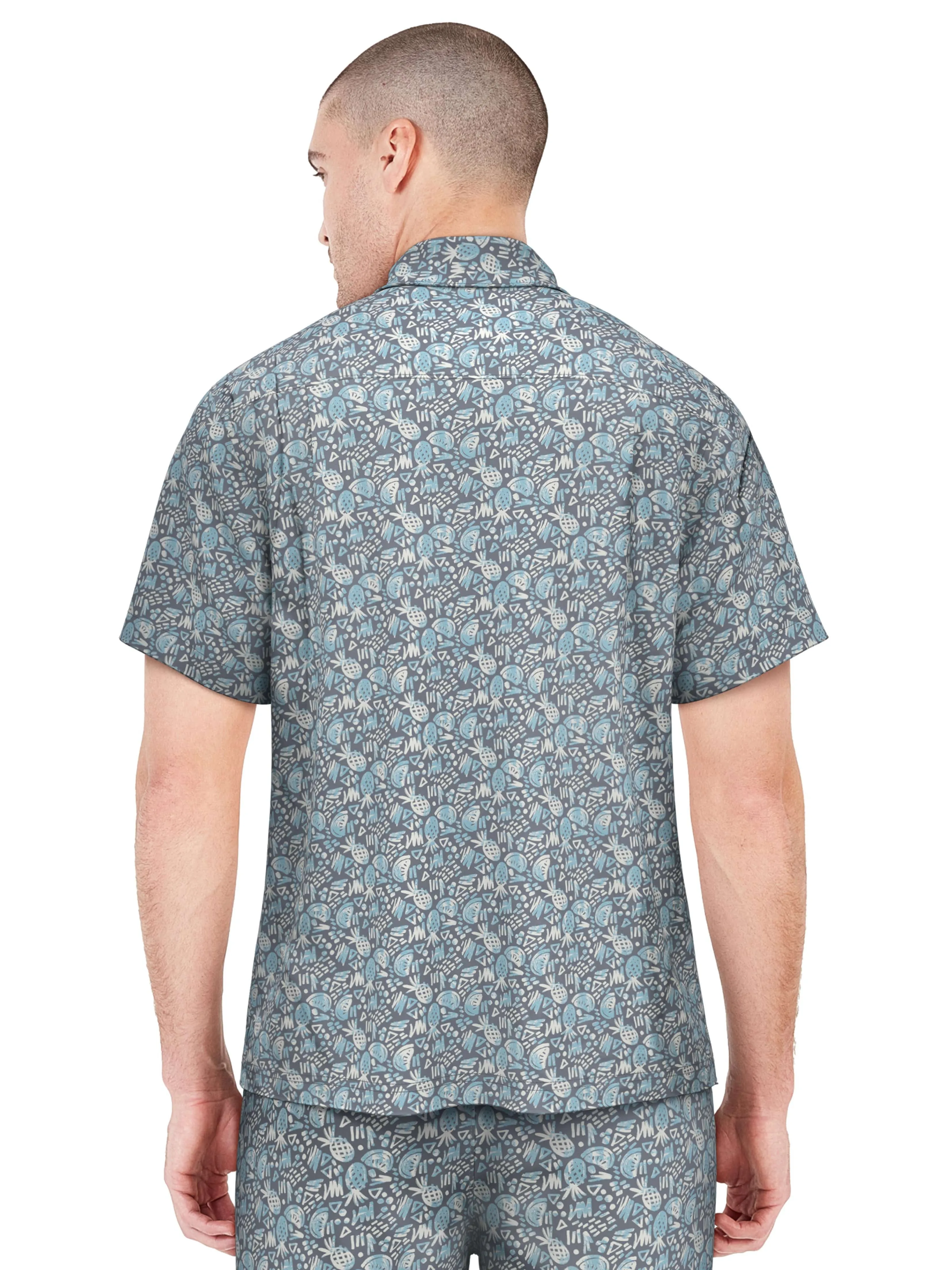 Men's Woven Pineapple Print Golf Shirt