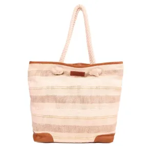 Multi Stripe Shopper Bag With Twisted Dori Handle