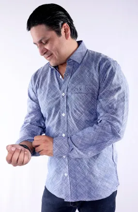 PALMER | 100% Cotton "Slub" Chambray Long Sleeve Shirt