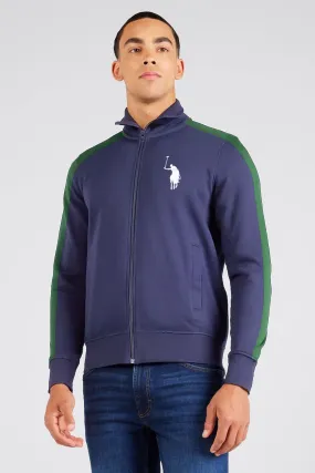 Polo Republica Men's Big Pony Embroidered Contrast Shoulder Fleece Zipper Jacket