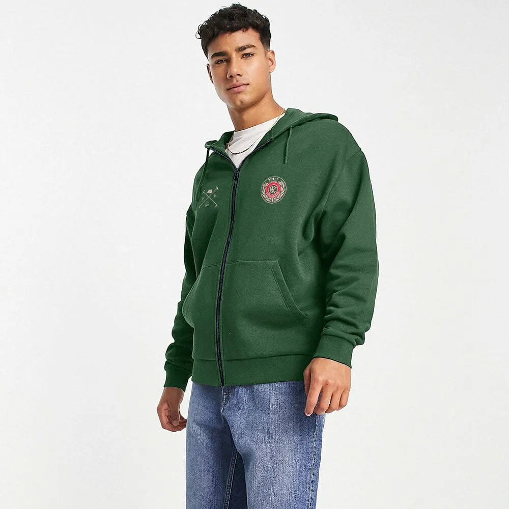 Polo Republica Men's PRC Crest Embroidered Terry Zipper Hoodie