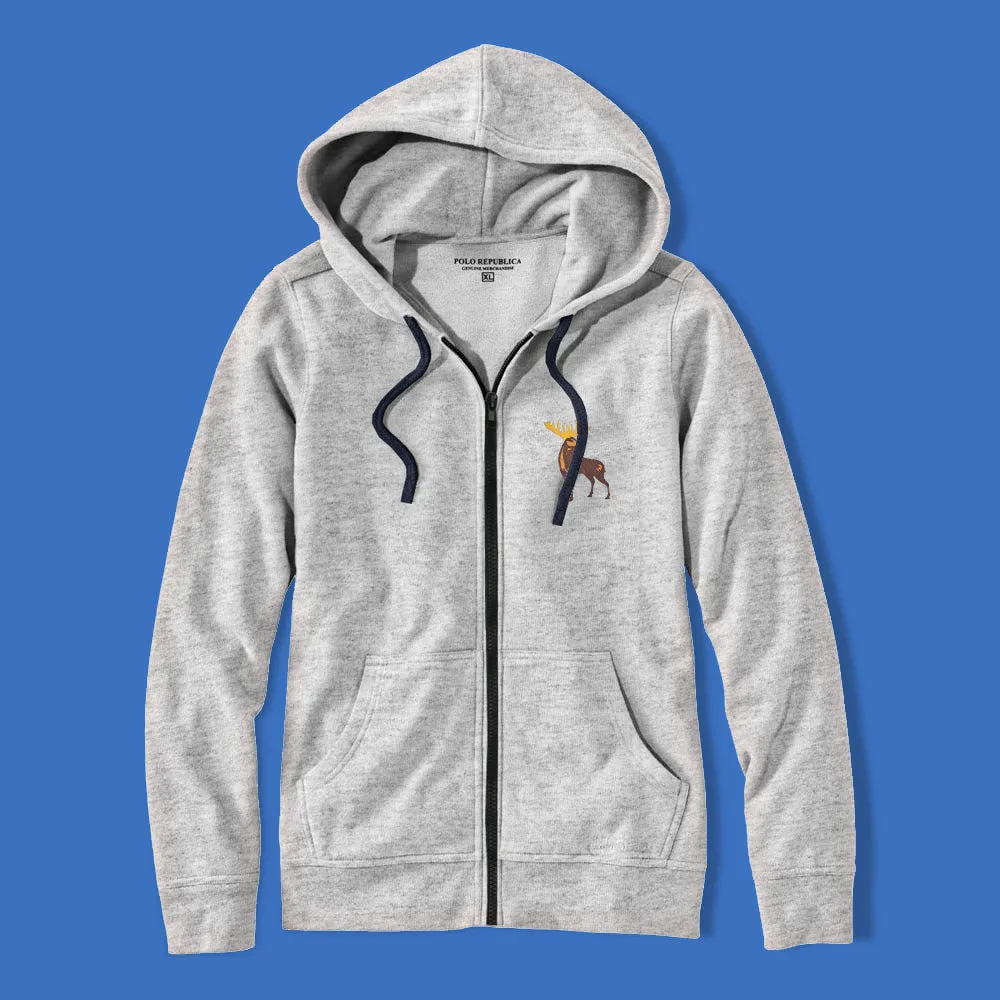 Polo Republica Men's Thermal Moose Printed Zipper Hoodie