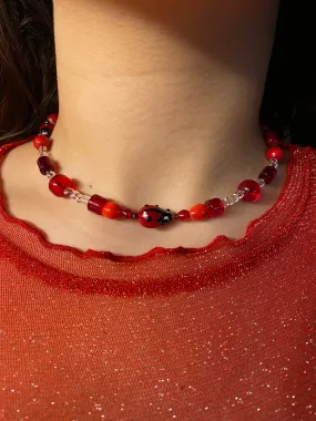 Red Beaded Ladybug Necklace