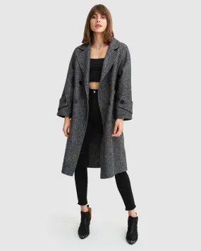 Rumour Has It Oversized Wool Blend Coat - Charcoal