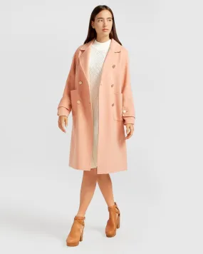 Rumour Has It Oversized Wool Blend Coat - Peach Fizz