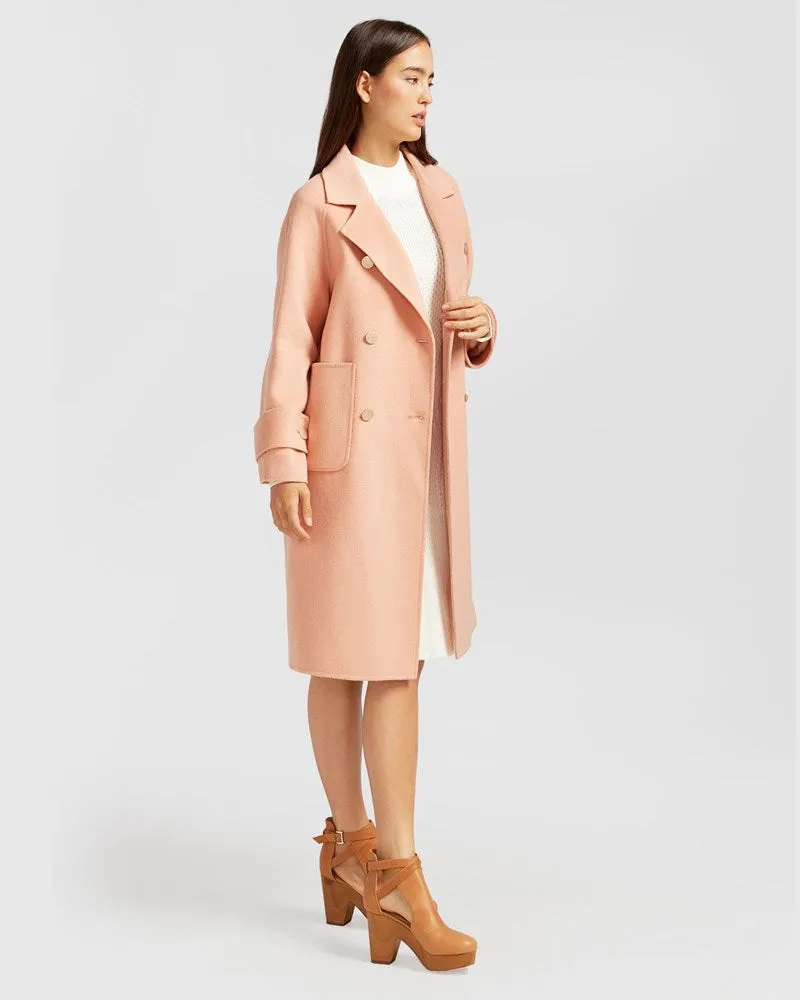 Rumour Has It Oversized Wool Blend Coat - Peach Fizz