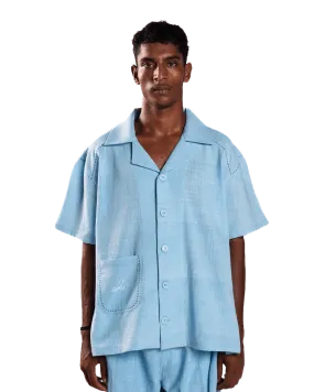 SKY BLUE HANDWOVEN BUTTON DOWN