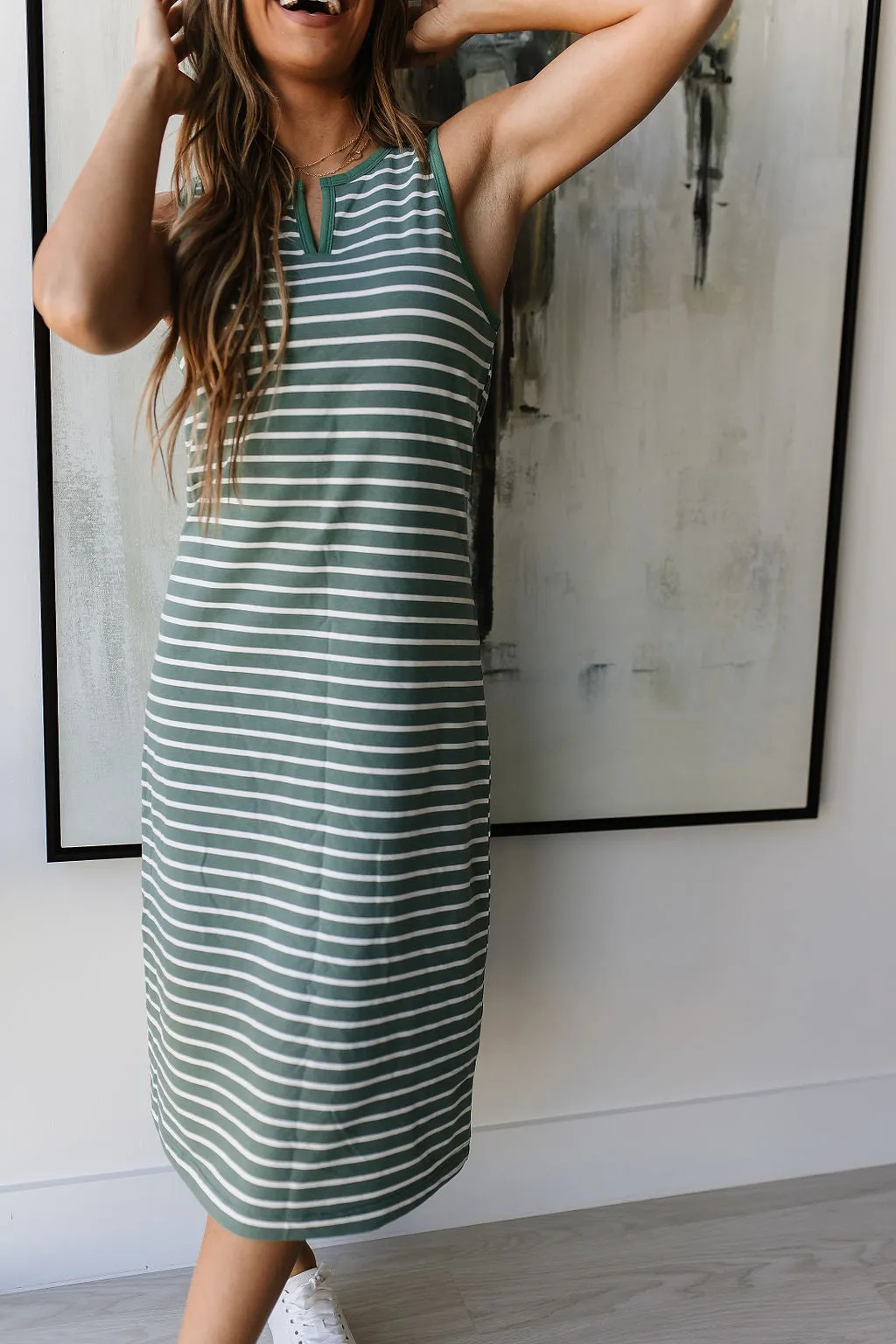 Striped Midi Dress - Sweet Mint